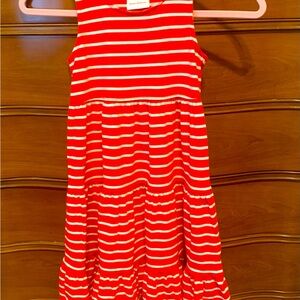 HANNA ANDERSSON, Size 130. (Girl’s size 8) red & white stripe racer back dress.